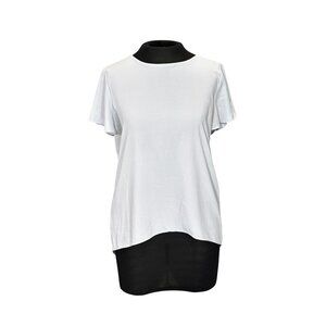 Ann Taylor Womens Light Blue Short Sleeve Top M Rayon & Polyester